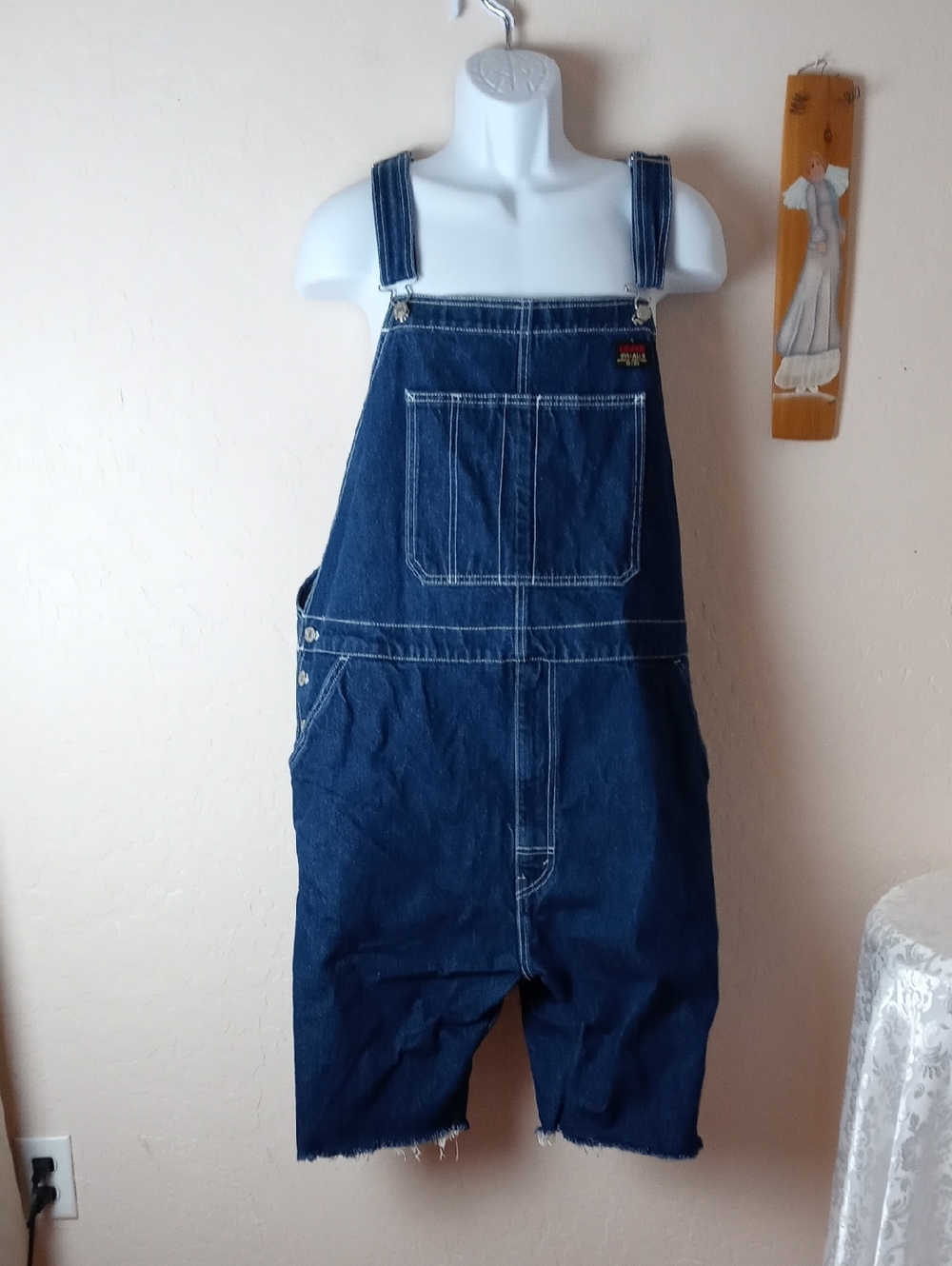 Levi's Light Blue Denim Overalls with Tan Leather Patch